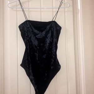 Velvet thong bodysuit
